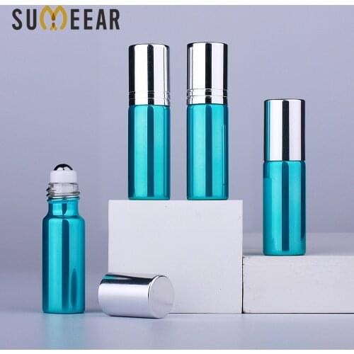 100Pcs/Lot 5ml UV Glass Essential Oil Bottle Perfume mini Refillable Perfume Bottle With Roll On For Traveler