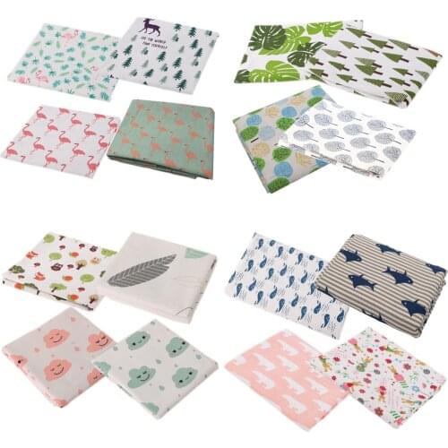 4pcs 25x20cm Printed Floral Linen Cotton Cloth Bundle Sewing Quilting Craft Fabric For Patchwork Needlework DIY Handmade Fabric