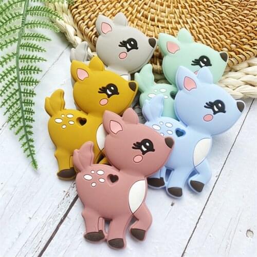 5/10Pcs Silicone Fawn Teether DIY Teething beads Accessories BPA Free Silicone Teether Toy