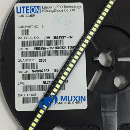 50PCS LITEON LED LCD TV Application LED Backlight Light Beads 1.5W 3V 3528 2835 148LM Cool white LCD TV Backlight Light Beads