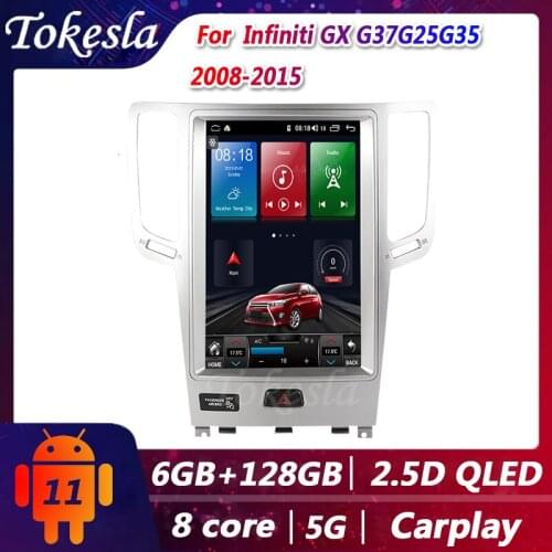 Tokesla Car Radio Telsa Gps Android 11 Infiniti GX G37 G25 G35 2008-2015 FX35 QX70 2007-2012 Multimedia Player DVD Automotivo 5G