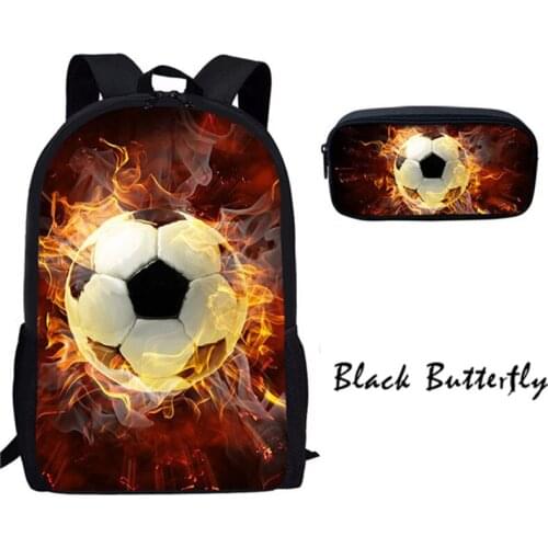 Children Bag Football School Bags Set Backpack For Girls Boys 2020 Kids Pencil Bag 3-8 Years Old Black Butterfly