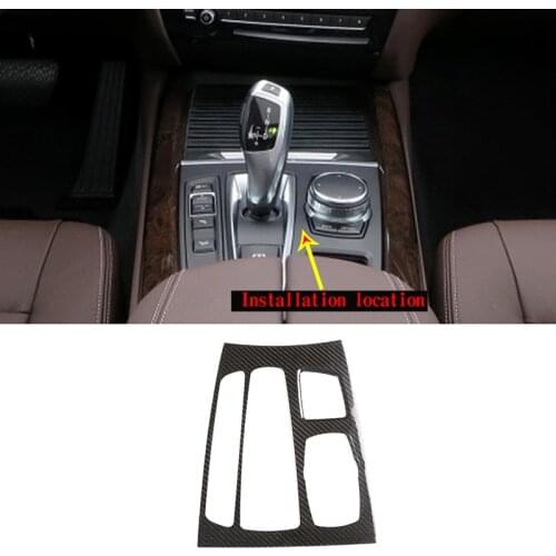 For 14-18 BMW X5/X6 car interior real carbon fiber gearshift panel interior trim accessories for right-hand driving