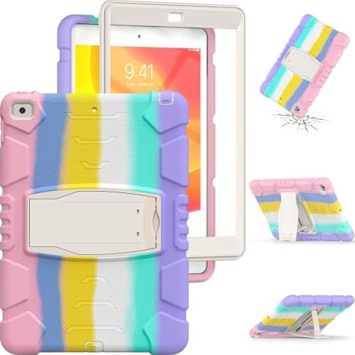 For iPad 8th Generation Case Kids High Impact 3 in 1 Hybird Armor PC Rubber Kickstand Shell Cover for iPad 7th 10.2 inch Tablet