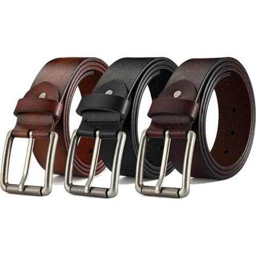 EL BARCO New Cowhide Leather Men Belt High Quality Luxury Designer Black Male Belts Brown Coffee Pin Buckle Waist Strap Size 125