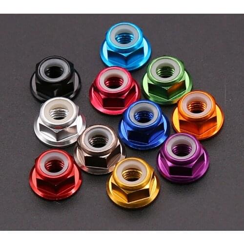 1/5/10pcs Multicolor Aluminum Alloy Flange Lock Nuts M2 M3 M4 M5 M6 Thread Pitch 0.4~1mm Nylon Ring Self-Locking Screw Cap