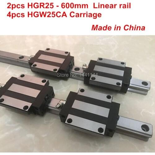 HGR25 linear guide: 2pcs HGR25 - 600mm + 4pcs HGW25CA linear block carriage CNC parts