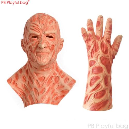 Playful bag Adult Prank toy Cosplay mask Horror movie cosplay toys Halloween latex mask Horror gloves AB73