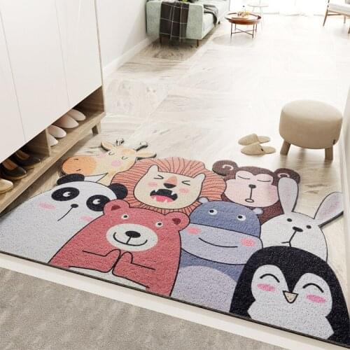 Wear-Resistant Dust Removal Entrance Floor Mat Door Scraping Mud Easy to Care Cartoon Animal Wire Ring Non-Slip Foot Mat