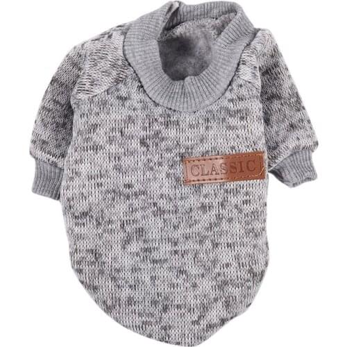 Classic Winter Warm Dog Clothes Puppy Cat Jacket Fashion Soft Sweater Clothes For Chihuahua Yorkie XS gray