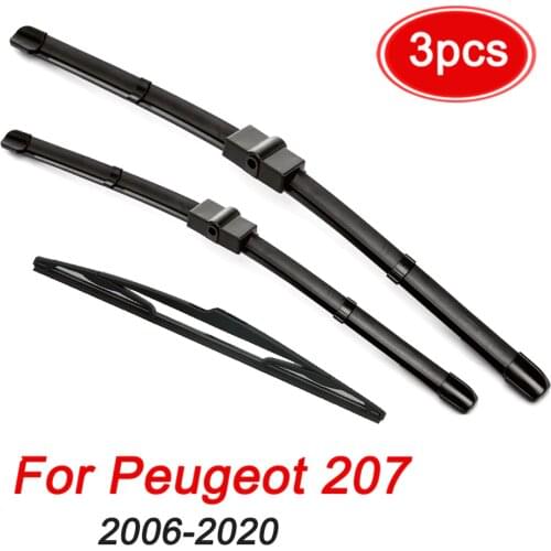 MIDOON Wiper Front Rear Wiper Blades Set For Peugeot 207 Hatchback 2006-> Windshield Windscreen Front Rear Window 26"+17"+16"