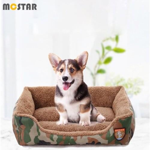 MC Star Pet Fluffy Soft Cotton Bed Jungle Camouflage Mat Sleep Nest For Large Dog Waterproof Oxford Cloth Puppy Cats Sofa House