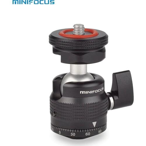 Mini Ball Head with Camera Cold Shoe Mount Ballhead 360° Pan 90° Tilt with 1/4" Screw and Hot Shoe Adapter for DSLR Camera