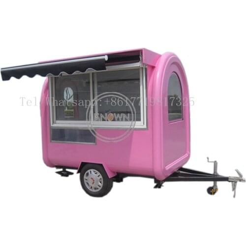 Pink color mobile food cart with pink awning street kiosk electric food trucks mobile food cart