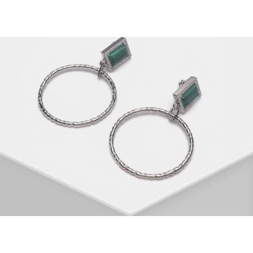 Amorita boutique Fashion circles mixed with watermelon colored stone drop earrings