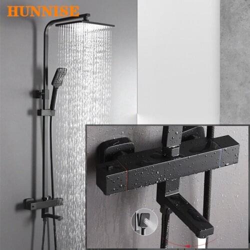Thermostatic Shower Set Polished Chrome Bathroom Mixer Set Faucets Wall Mounted Bathroom Fixture Chrome Bathroom Shower System