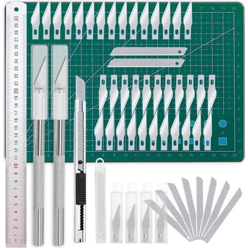 55 Piece Precision Hobby Craft Knife Set, with 10 Piece Refill SK5 Blades, Suitable for Art Modeling, Scrapbooking and Sculpture