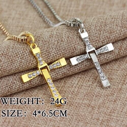2018 New Male Necklaces & Pendants Fashion Movie jewelry The Fast and The Furious Toretto Men Classic CROSS Pendant Necklace
