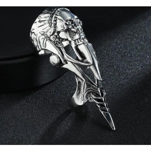 New Fashion Joint Armor Knuckle Skull Ring Vintage Full Finger Rings For Women Girl Party Mens Jewelry Gift Gothic Accessories