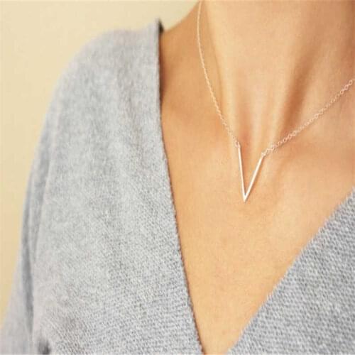 Originality Trend Classic fashion woman Anniversary Delicate V Necklace Dainty Minimal V Necklace Simple Geometric Necklace