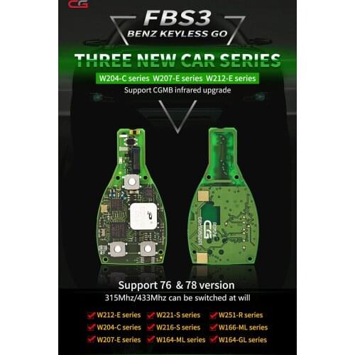 Original CG MB FBS3 Smart KeylessGo One-Key Start Keyless For Mercedes 315/433MHZ for W164 W166 W216 W221 W251 3/4 Button Logo