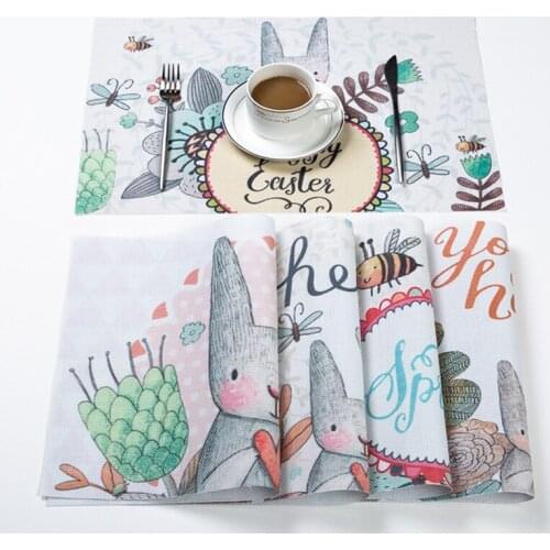 Easter Bunny Placemat For Table Insulation Waterproof Pvc Non-Slip Table Mat Coaster Table Accessories Easter Decorations