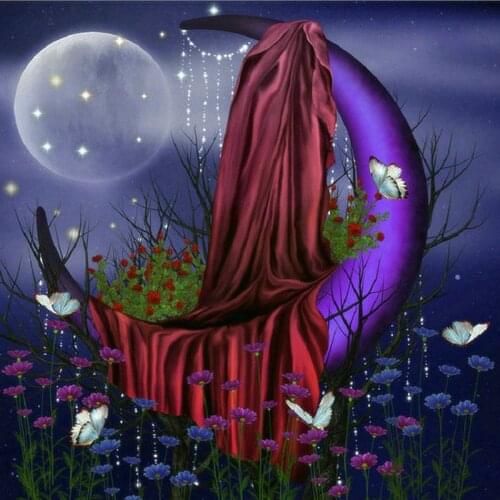 Landscape purple moon diamond painting cross stitch 5d diy diamond mosaic diamond art