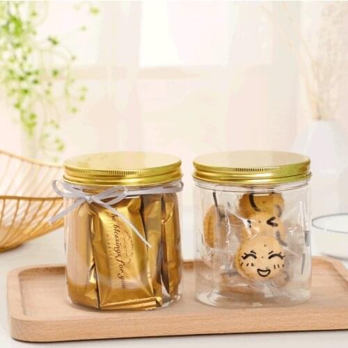 10sets Net red dessert cookie transparent jar candy bucket baking packaging jar cake box gift box party favors sealed lid bucket