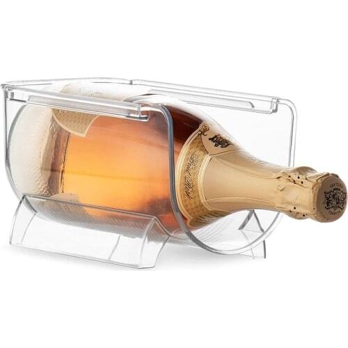 Clear Wine Bottle Organizers Stackable Plastic Wine Rack Holder for Kitchen Countertops Pantry Fridge Hot Sale