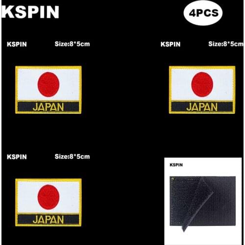 Rectangle National Flag Patch Hook Loop Japan Badges Armband 3D Stick on Jacket Backpack Stickers
