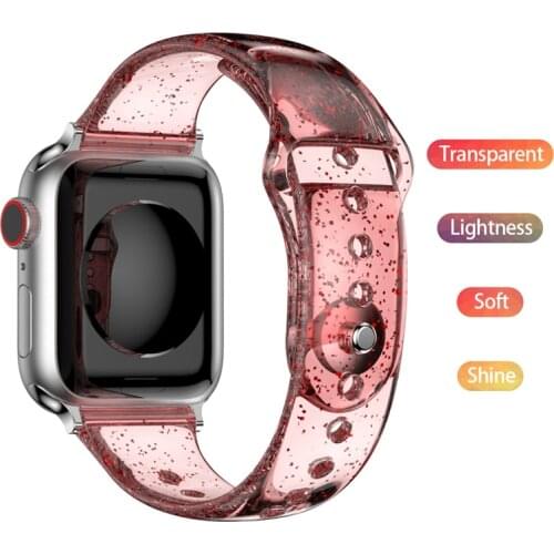 22mm New Watchband for apple watch series 3 4 5 6 SE transparent Glitter soft shining band Replacement for iWatch 38 40 42 44