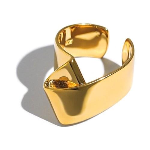 SHANICE 925 Sterling Silver Open Ring ins niche minimalist folds glossy smooth face Female Finger Ring Wedding Bands FineJewelry