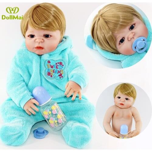 DollMai Silicone dolls reborn boy toys 22" child bathe toy dolls gift bebes reborn menino boneca silicone completa realista