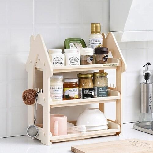 2/3 Layers Plastic Storage Rack Kitchen Spice Jar Bottle Seasoning Rack Decoration Organizer Shelf Home Holder Desktop Racks