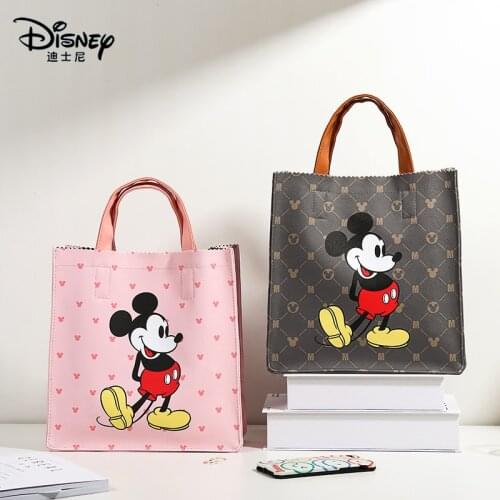Disney Genuine Handbag Cute Cartoon Mickey Mouse Donald Duck Bag Boy Girls Student Leather Tutoring Bags Mommy Tote Bag 6-12Y