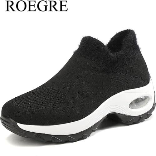 2020 Winter Shoes Women Casual Slip On Shoes Loafers Zapatos De Hombre Warm Snow Shoes Fured Comfortable Cushion Walking Shoes