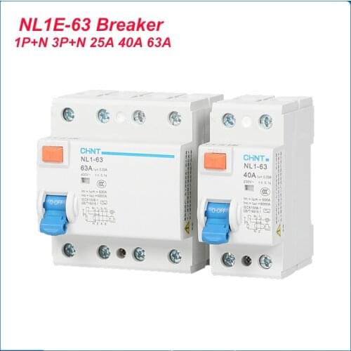 1PCS NL1E-63 1P+N 3P+N 25A 40A 63A Three-Phase Four-Wire Circuit Breaker Leakage Protection Quality Assurance 2 Years
