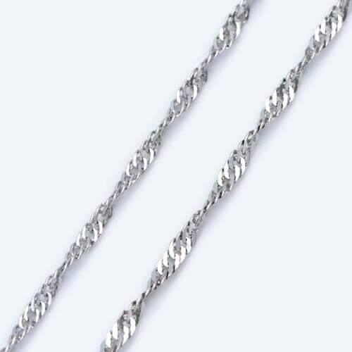 Twisted Chain, Flat Link Cable Chain, Thin Jewelry Chain, Necklace Chain, Rhodium Plated Chain, Body Chain (LK-427-2)/ 1 Meter
