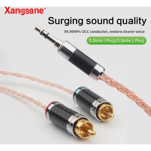Xangsane high-fidelity 3.5mm-2RCA audio cable single crystal copper silver-plated power amplifier mobile phone cable