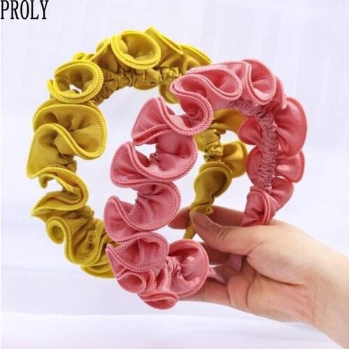 PROLY New Fashion Hairband For Women Folds Lace Flower Headband Solid Casual Headwear Summer Turban Fresh Hair Accessories
