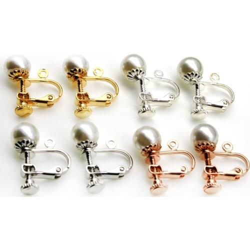 10pcs Screw Earrings Clasp Base Pearl Clip on Earrings Non Piercing No-Pierced Ear Setting Accessories For DIY Jewelry Making