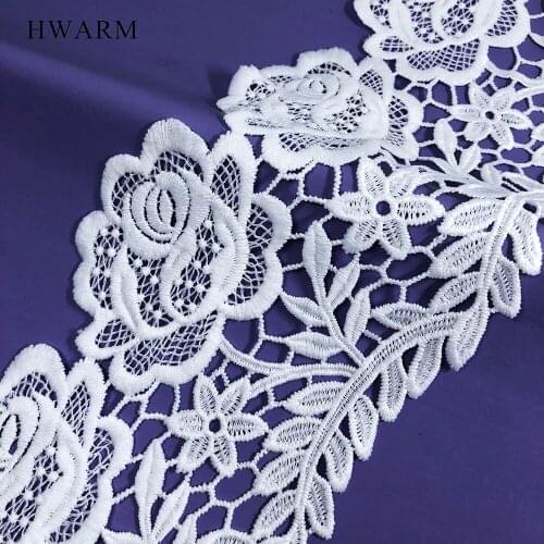 10yard High Quality White Rose Flower Africanarts Craft Lace Fabric Ribbon 11cm Sewing Trim Wedding Dress Accessories Diy Women