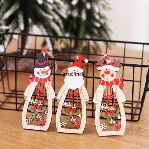 100pcs Christmas Ornament Wooden Hanging Pendants Xmas Tree Bell Christmas Decorations For Home Party New Year