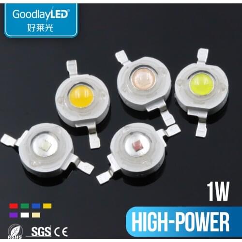 100PCS/LOT led 1W Warm White Red Green Blue Yellow Lamp Light Daylight white/warm white High Power 1W LED Lamp bead