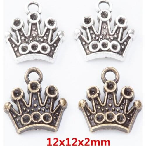100 pieces of retro metal zinc alloy Crown pendant for DIY handmade jewelry necklace making 7355B