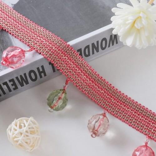 12M/Lot Color Beads Webbing Curtain Tassel Fringe Lace Trim Ribbon Belts DIY Sew Sofa Pillow Stage Edge Curtain Accessories