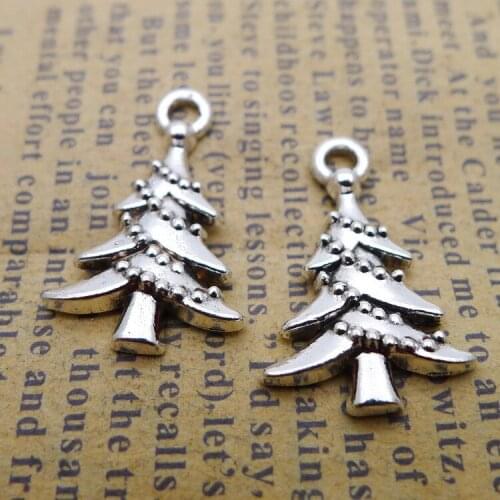 20 pieces/lot 14*21mm christmas trees charm Antique silver color Alloy necklace pendant bracelet key chain DIY Christmas