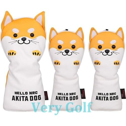 3pcs/set Yellow Akita Dog Golf Club Driver Fairway Wood Head Covers 1 3 5 Wood Covers