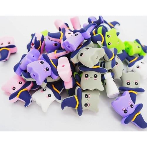 Chenkai 50PCS Silicone Little Elf Teether Beads Baby Loose Teething Beads For DIY Sensory Jewelry Pendant Chain Accessories