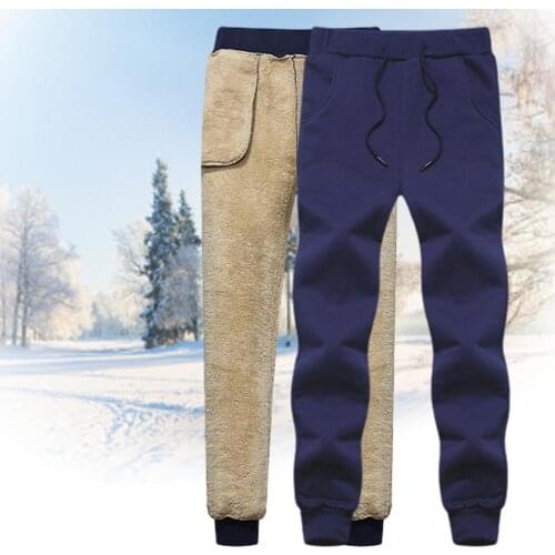 80% HOT SALES！！！Men Autumn Winter Outdoor Cotton Plush Thicken Solid Color Casual Sweatpants